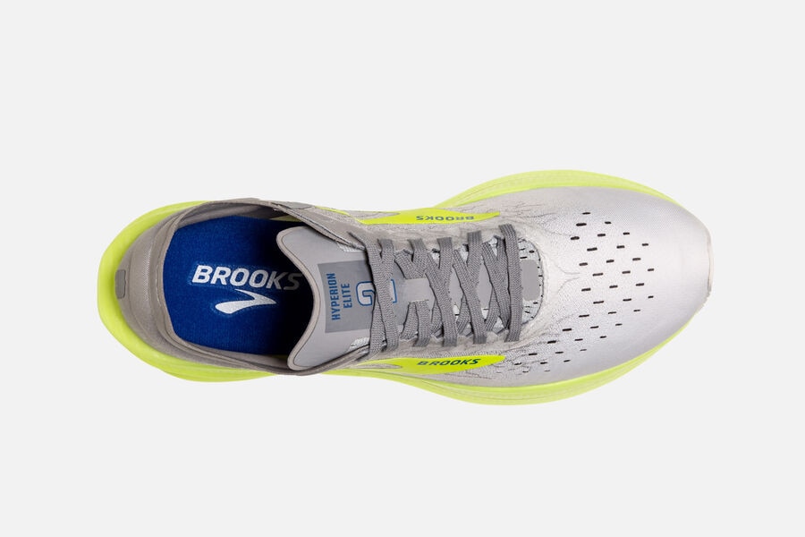 Brooks Hyperion Elite 2 Spikes Shoes Mens White/Grey/Green 132504-JVD